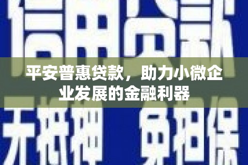 灵丘平安普惠贷款，助力小微企业发展的金融利器